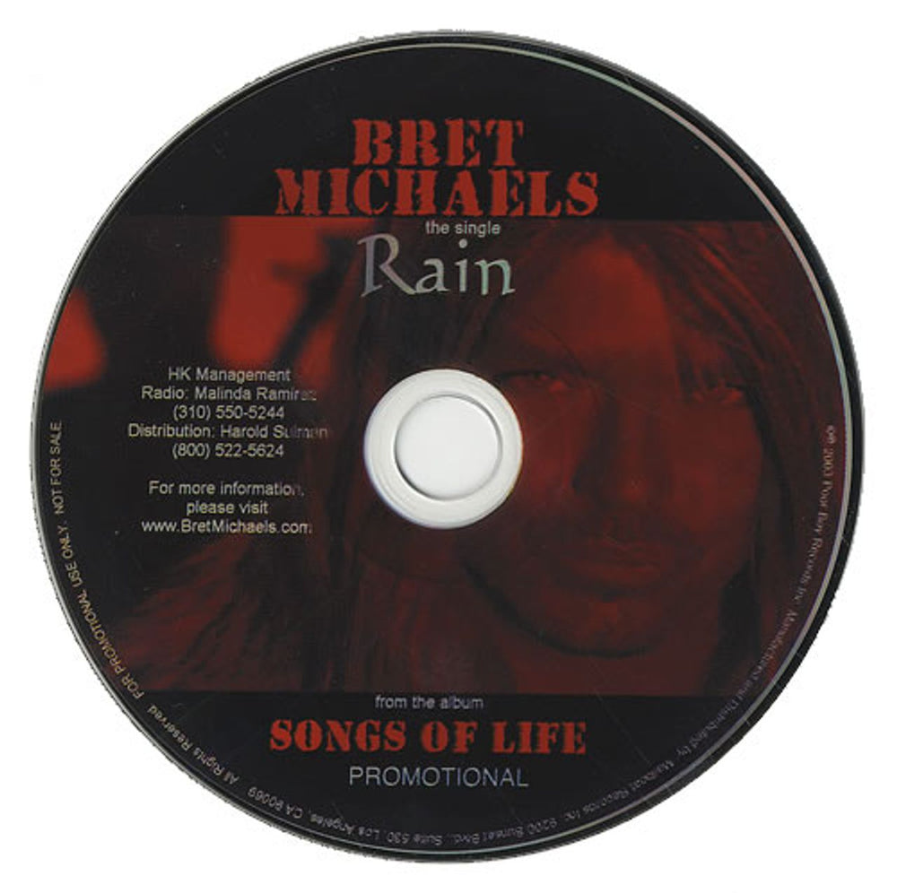 Bret Michaels Rain US Promo CD single (CD5 / 5") DIDX-088110