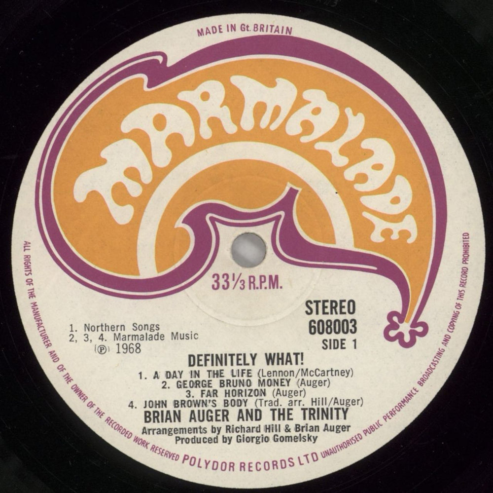 Brian Auger Definitely What! - EX UK vinyl LP album (LP record) AUGLPDE605538