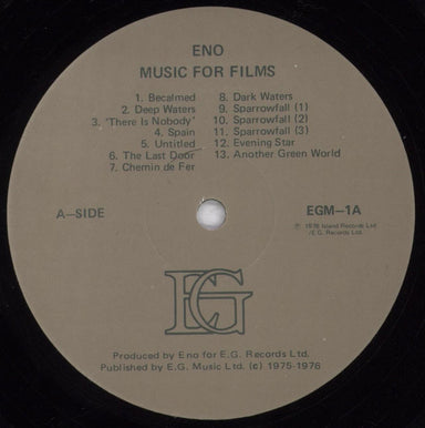 Brian Eno Music For Films - Promo UK vinyl LP album (LP record) ENOLPMU835360