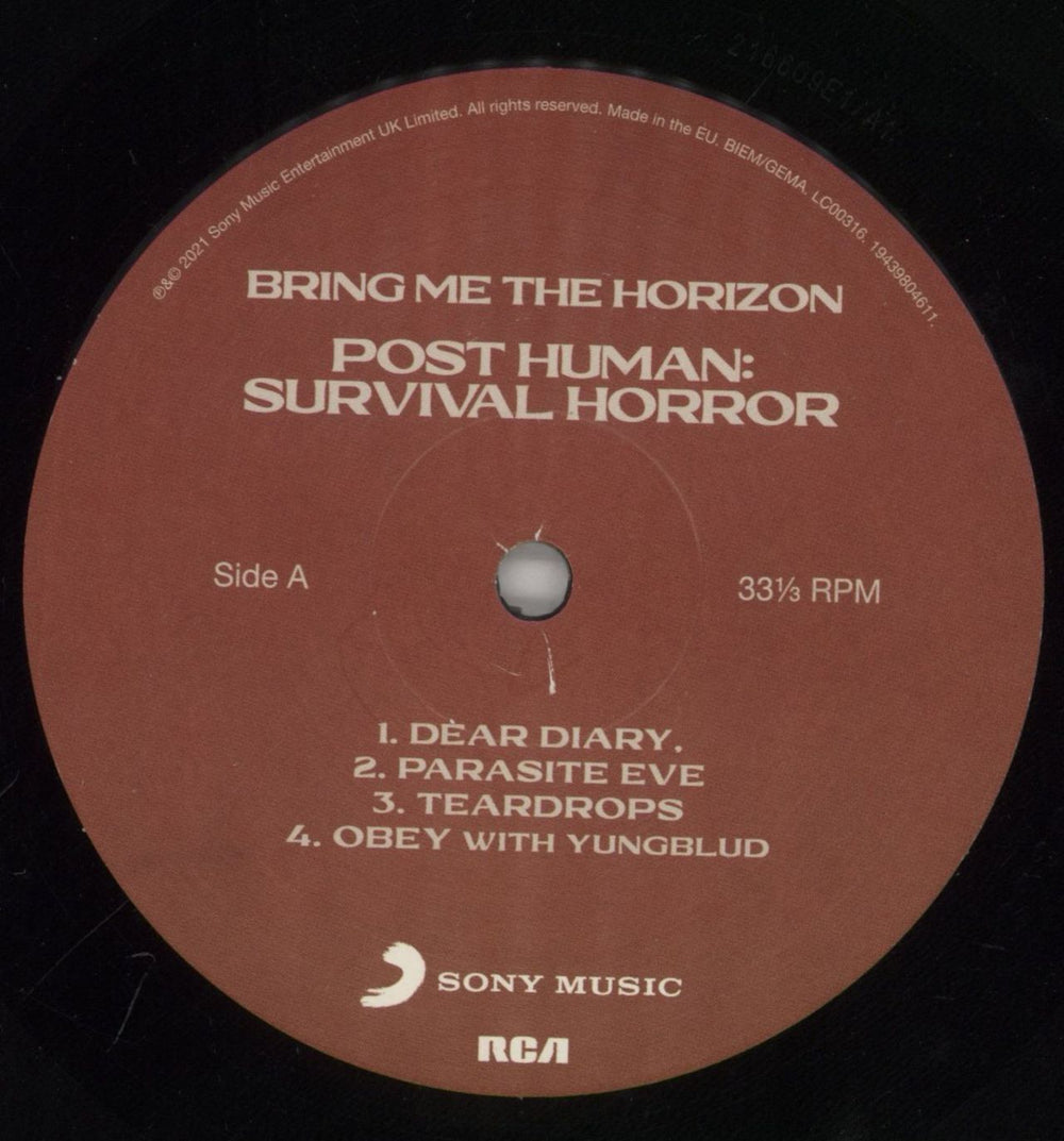Bring Me The Horizon Post Human: Survival Horror - Recycled Vinyl UK 12" vinyl single (12 inch record / Maxi-single) BH812PO787768