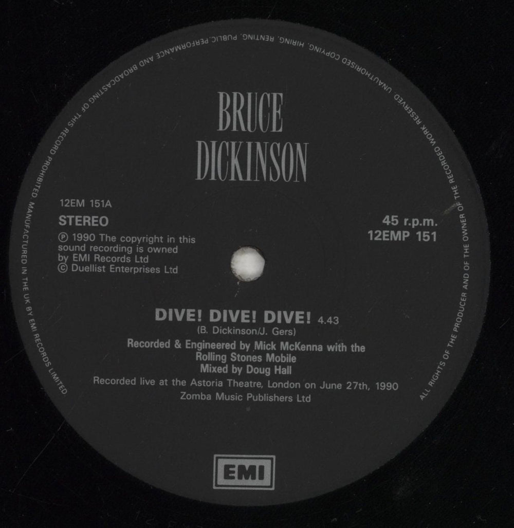 Bruce Dickinson Dive! Dive! Dive! UK 12" vinyl single (12 inch record / Maxi-single) BRD12DI00758