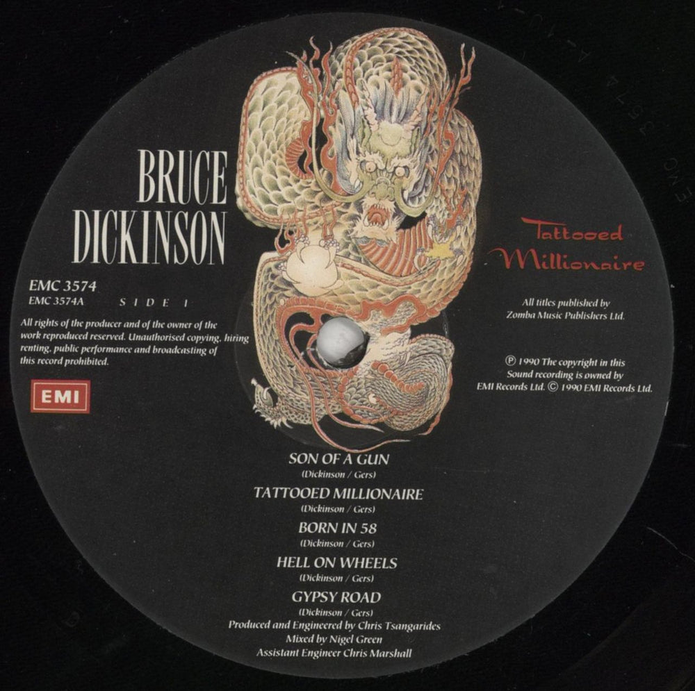 Bruce Dickinson Tattooed Millionaire - EX UK vinyl LP album (LP record) BRDLPTA767384