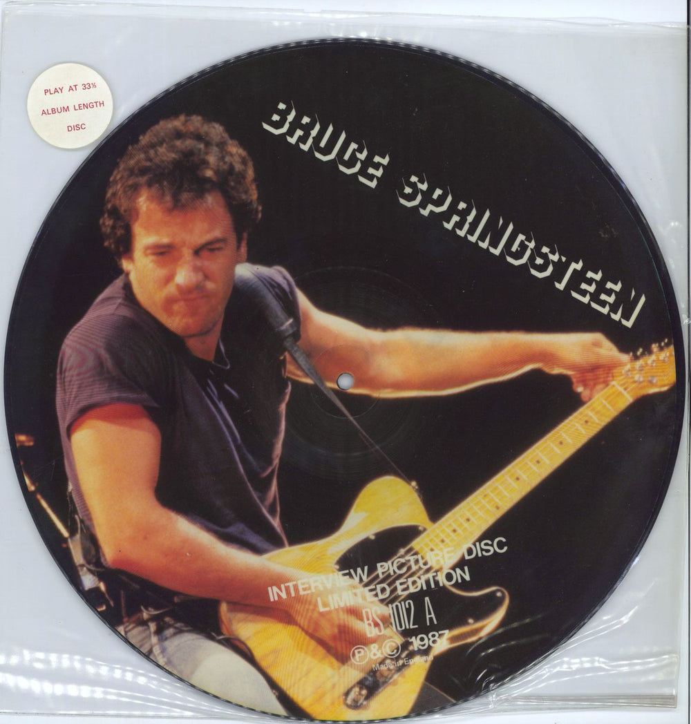 Bruce Springsteen Interview Picture Disc - Stickered PVC sleeve UK picture disc LP (vinyl picture disc album) BS1012