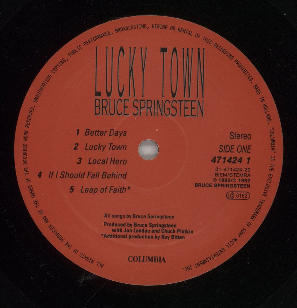 Bruce Springsteen Lucky Town - Hype-Sticker Dutch vinyl LP album (LP record) SPRLPLU878861