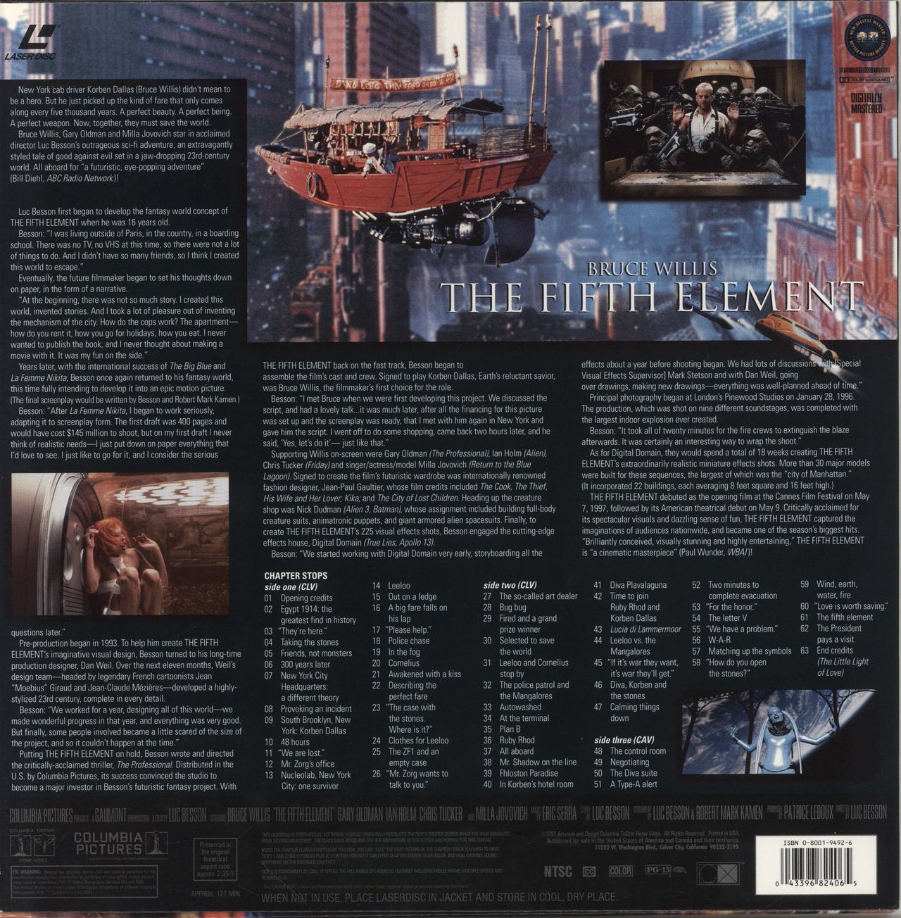 Bruce Willis The Fifth Element US laserdisc / lazerdisc
