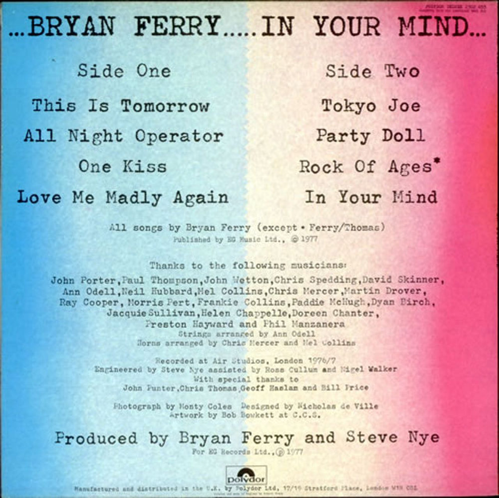 Bryan Ferry In Your Mind UK vinyl LP album (LP record) FERLPIN253302