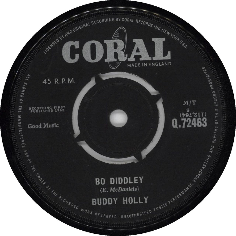 Buddy Holly Bo Diddley UK 7" vinyl single (7 inch record / 45) Q.72463