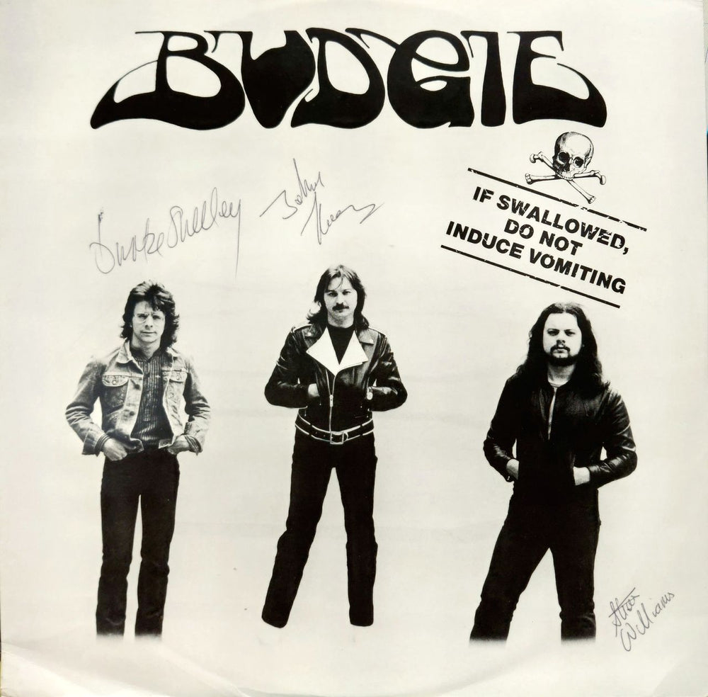 Budgie If Swallowed Do Not Induce Vomiting - Autographed UK 12" vinyl single (12 inch record / Maxi-single) BUDGE1