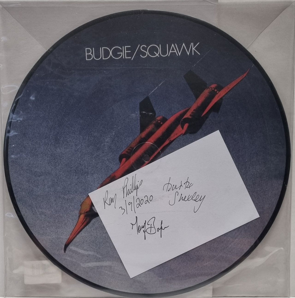 Budgie Squawk + Signed Insert UK picture disc LP (vinyl picture disc album) NP22VPD