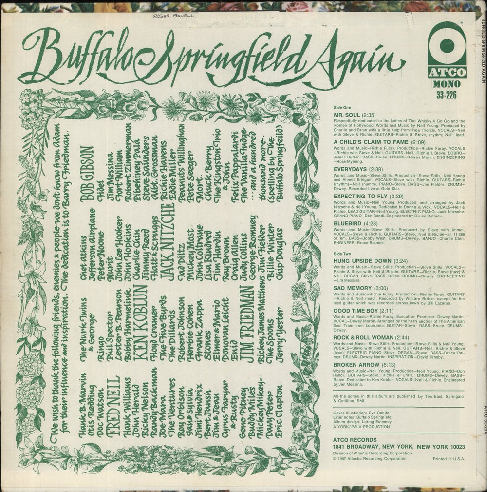 Buffalo Springfield Buffalo Springfield Again US vinyl LP album (LP record)