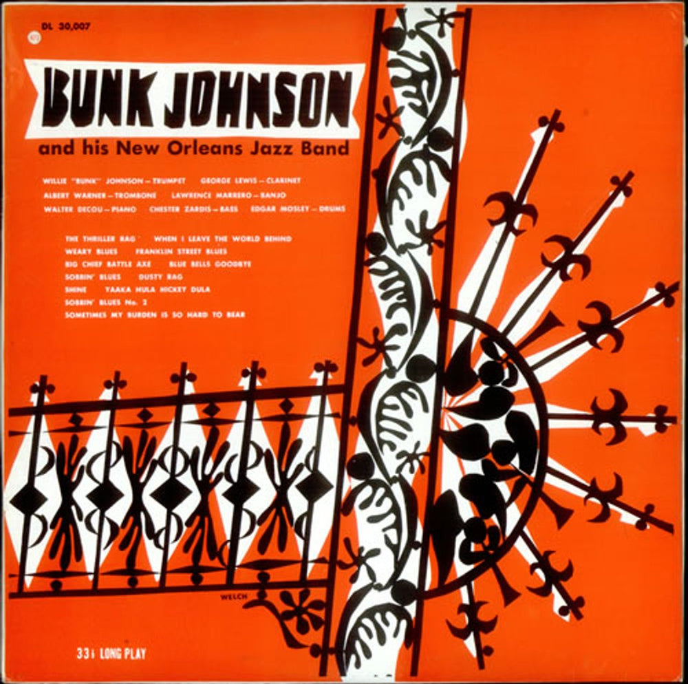 Bunk Johnson And His New Orleans Jazz Band UK vinyl LP album (LP record) MLP12-112