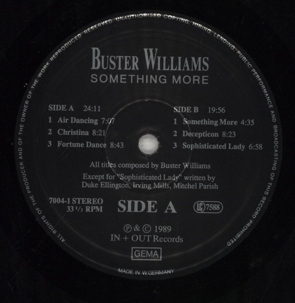 Buster Williams Something More German vinyl LP album (LP record) 8Z-LPSO855204