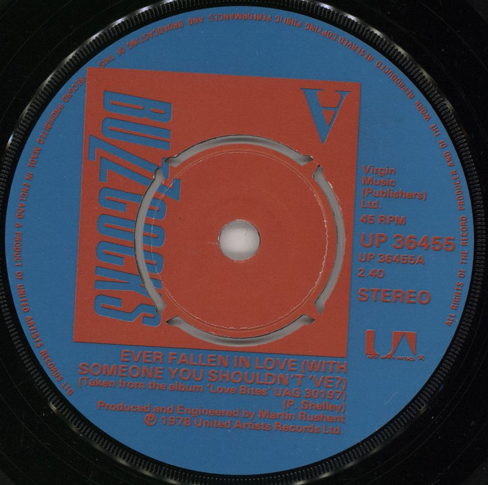 Buzzcocks Ever Fallen In Love... - 4pr UK 7" vinyl single (7 inch record / 45) UP36455