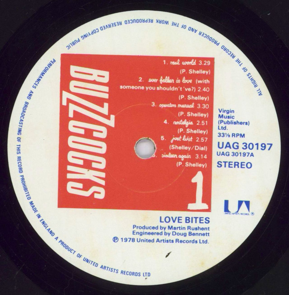 Buzzcocks Love Bites - 1st + Insert - VG Sleeve UK vinyl LP album (LP record) BUZLPLO831493