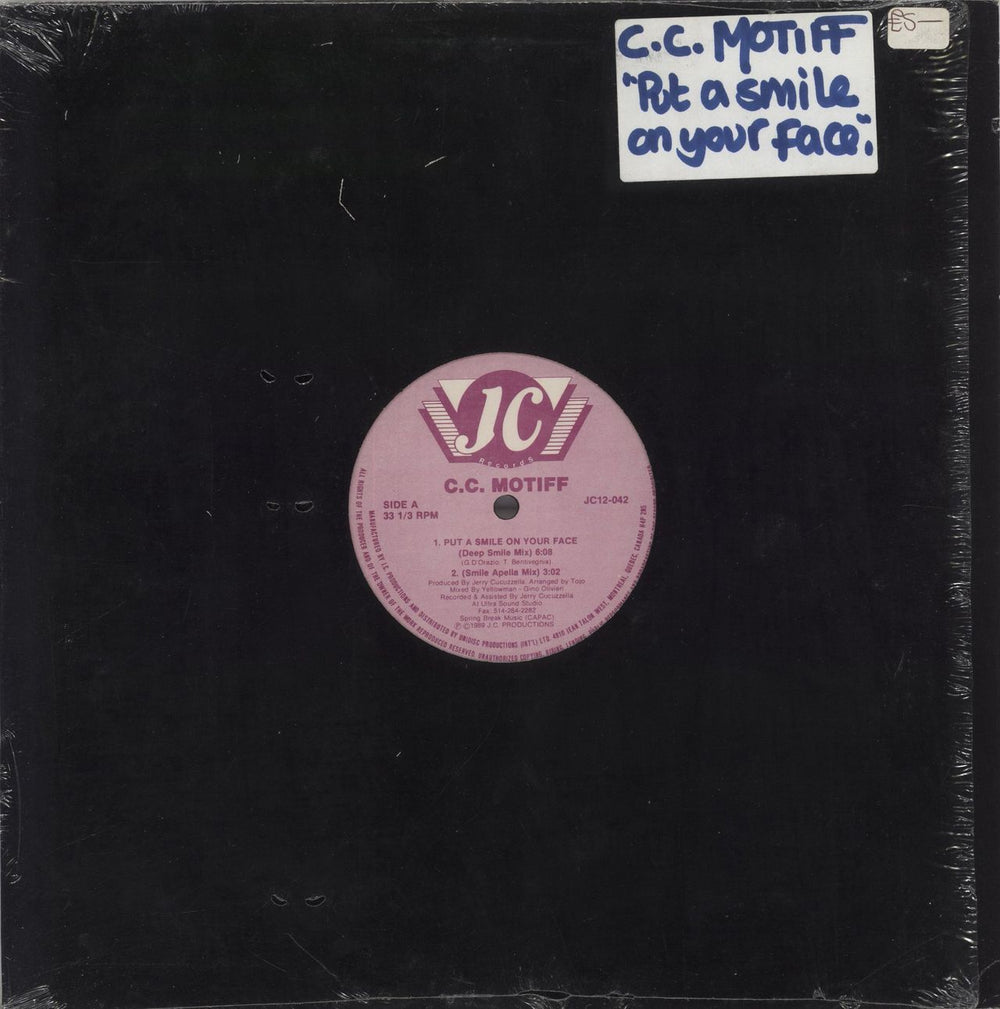 C.C. Motiff Put A Smile On Your Face Canadian 12" vinyl single (12 inch record / Maxi-single) JC12-042