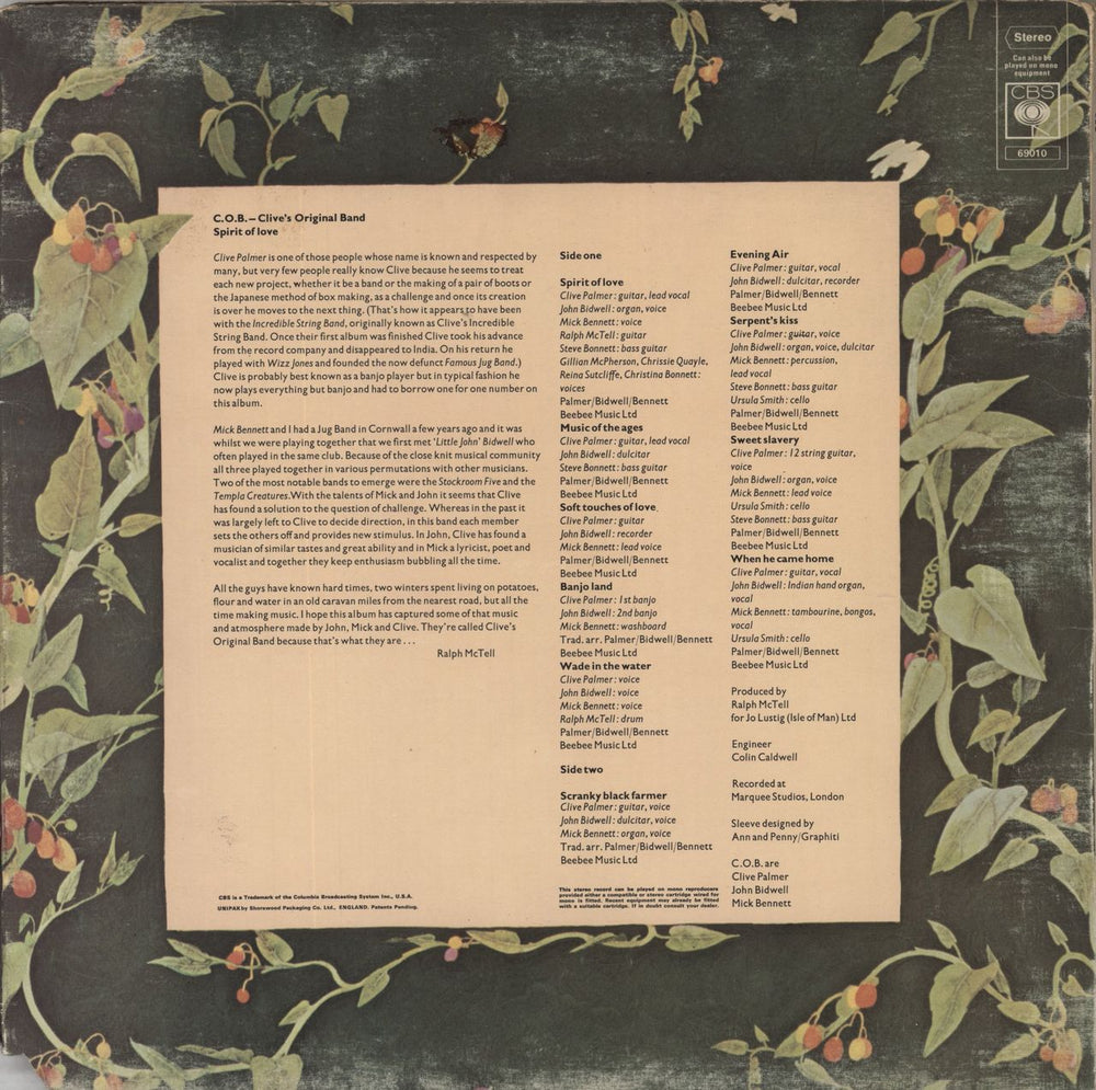 C.O.B. Spirit Of Love - 1st - VG UK vinyl LP album (LP record)