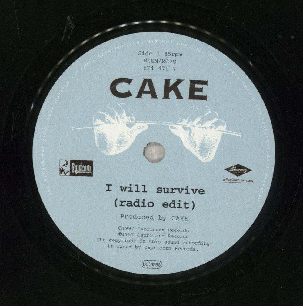 Cake I Will Survive + Insert UK 7" vinyl single (7 inch record / 45) 731457447079