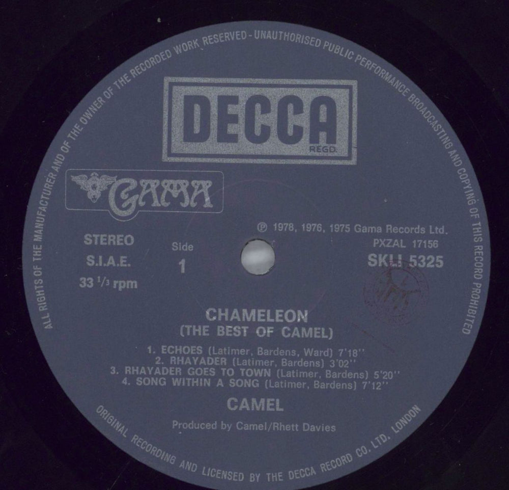 Camel Chameleon - The Best Of Camel Italian vinyl LP album (LP record) C-LLPCH823513