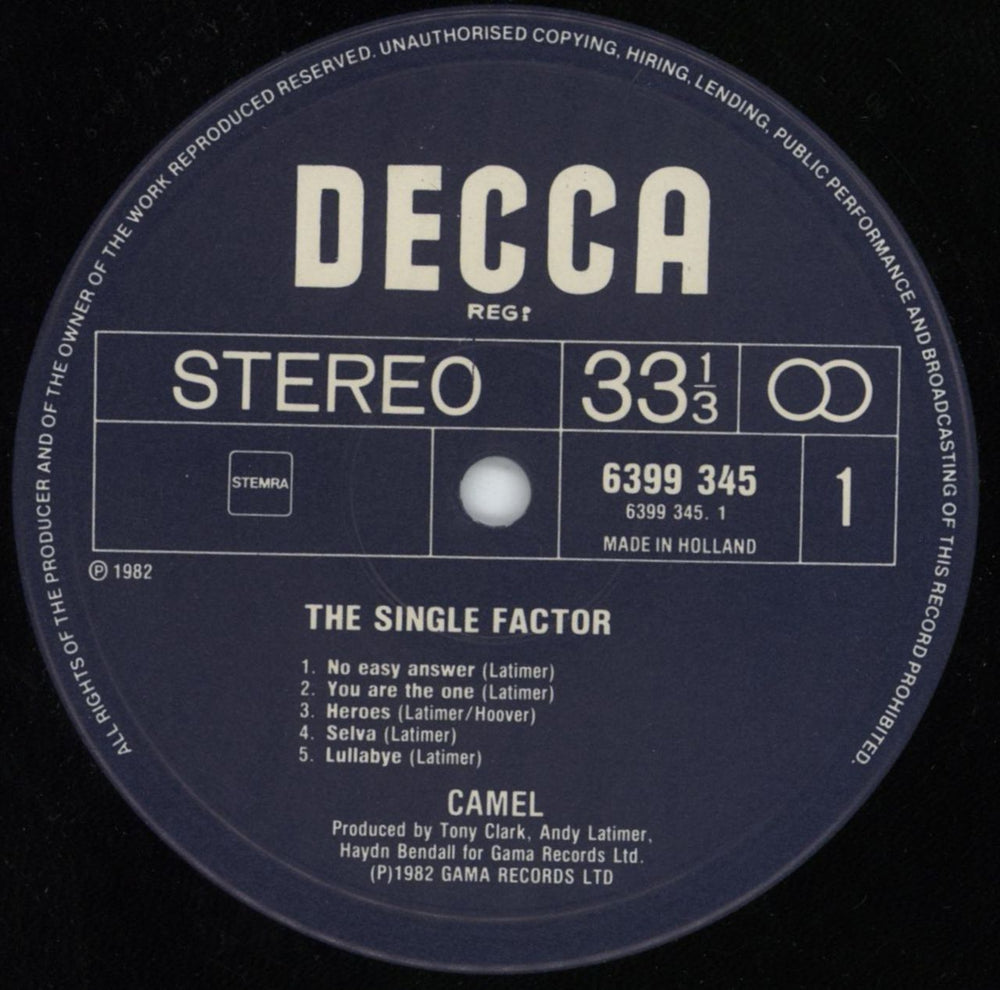 Camel The Single Factor Dutch vinyl LP album (LP record) C-LLPTH816110