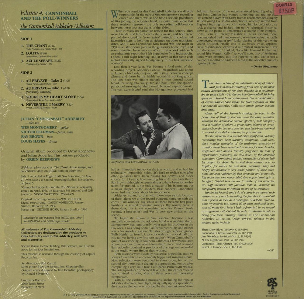 Cannonball Adderley Cannonball Adderley And The Poll-Winners Vol. 4 German vinyl LP album (LP record)