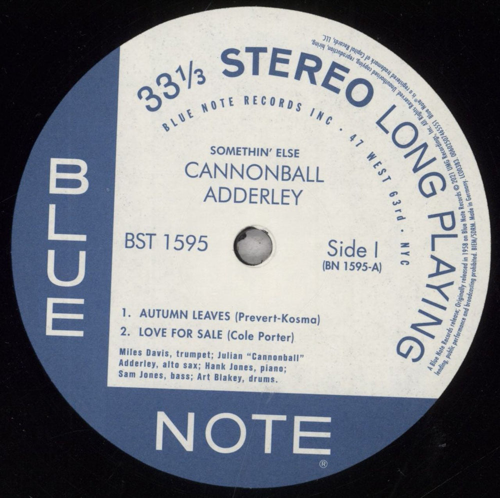 Cannonball Adderley Somethin' Else - 180gm US vinyl LP album (LP record) ERLLPSO844149