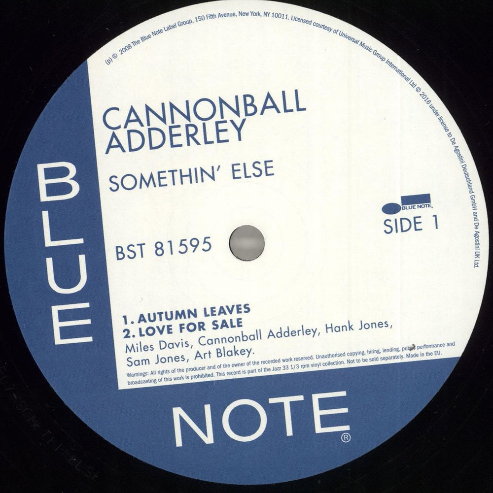 Cannonball Adderley Somethin' Else - 180gram Vinyl UK vinyl LP album (LP record) ERLLPSO714073