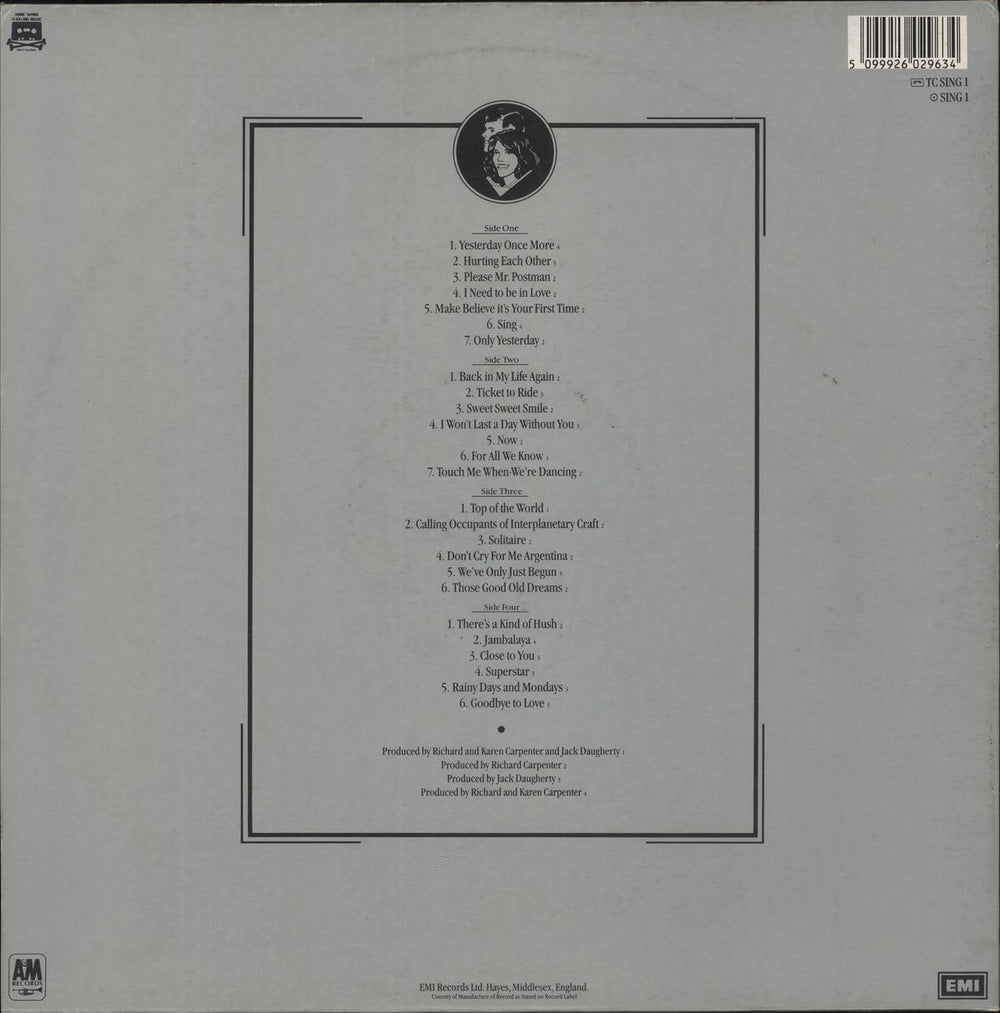 Carpenters Yesterday Once More UK 2-LP vinyl record set (Double LP Album) 5099926029634