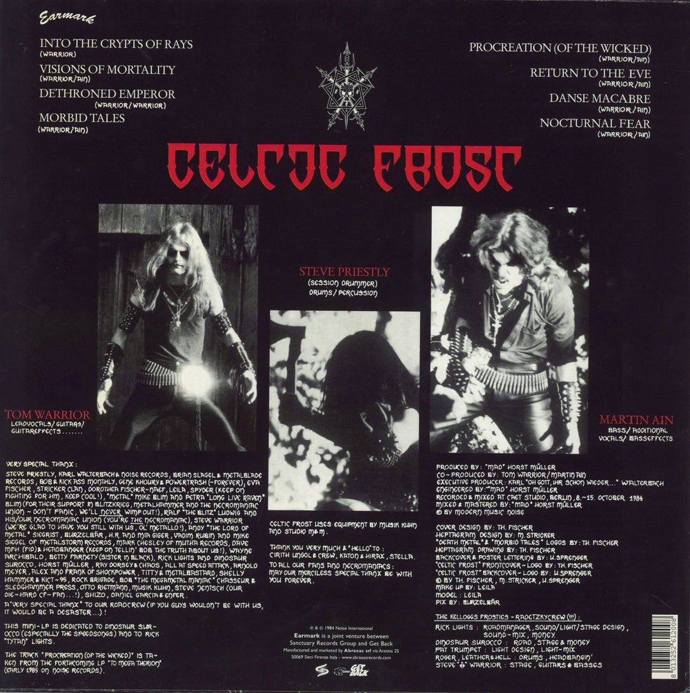 Celtic Frost Morbid Tales Italian vinyl LP album (LP record) 8013252612008