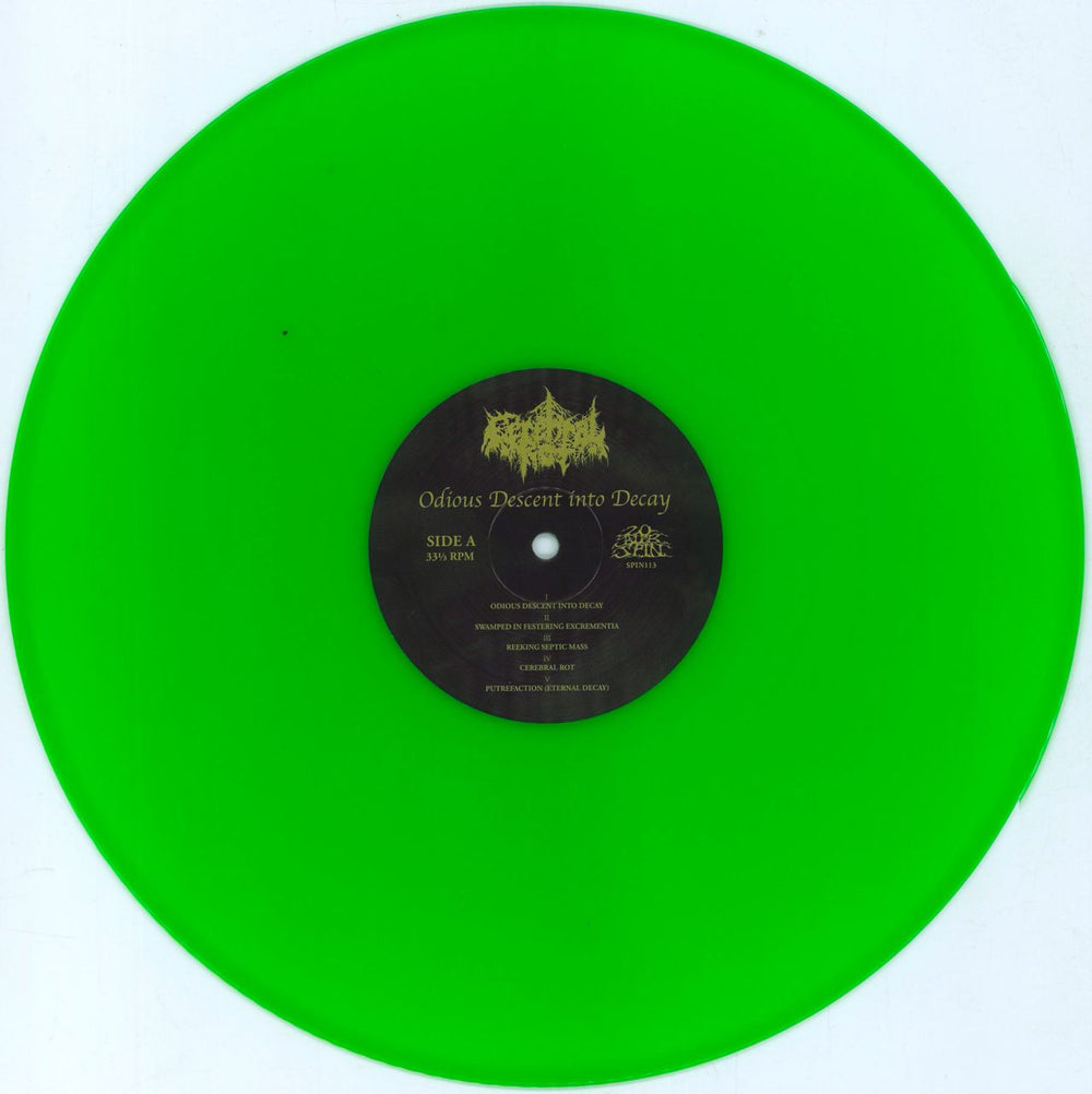 Cerebral Rot Odious Descent Into Decay - Neon Green Vinyl US vinyl LP album (LP record) 468LPOD794664