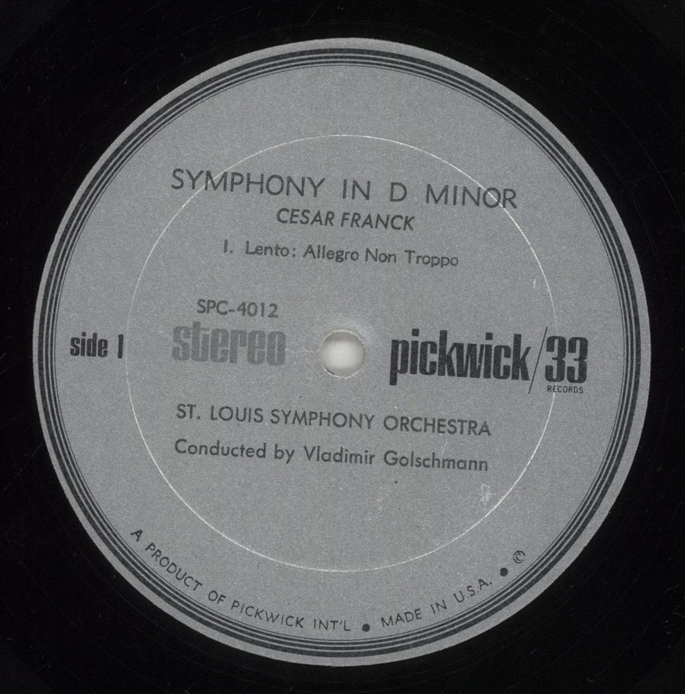 César Franck Franck: Symphony In D Minor US vinyl LP album (LP record) FT5LPFR854495