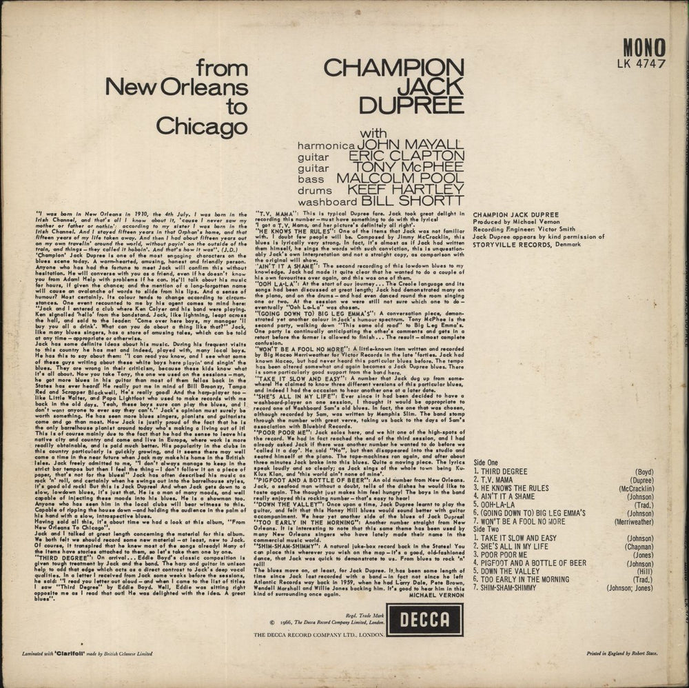 Champion Jack Dupree From New Orleans To Chicago UK vinyl LP album (LP record)