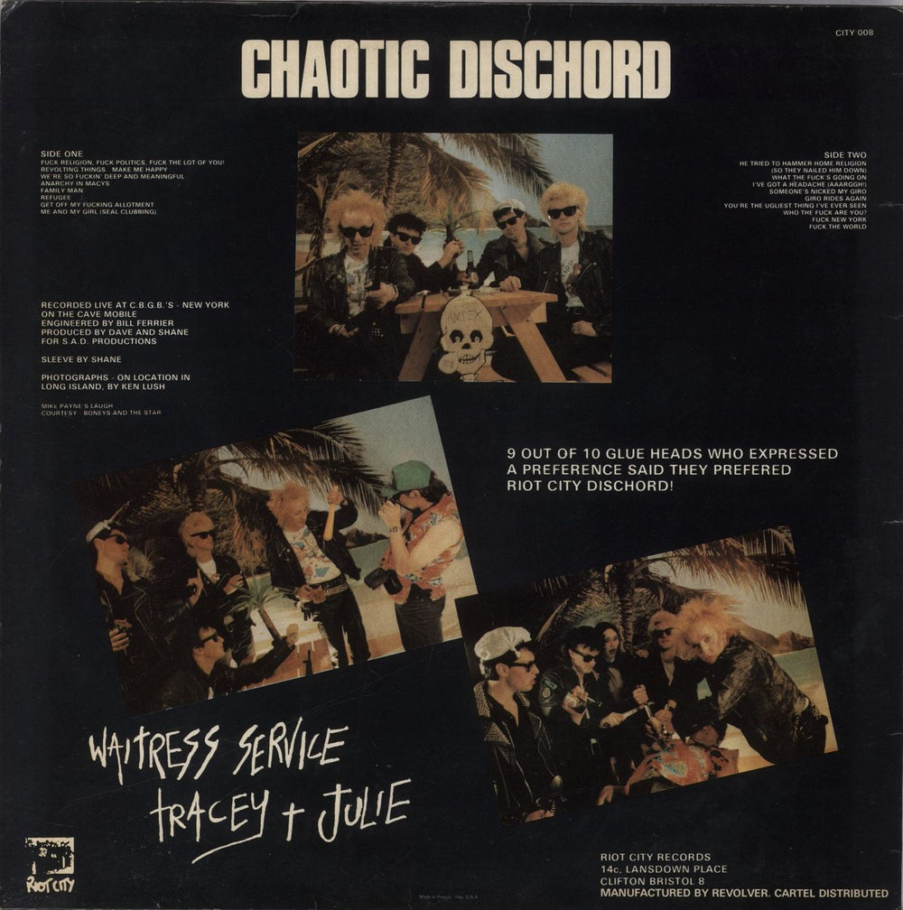 Chaotic Dischord Live In New York UK vinyl LP album (LP record)