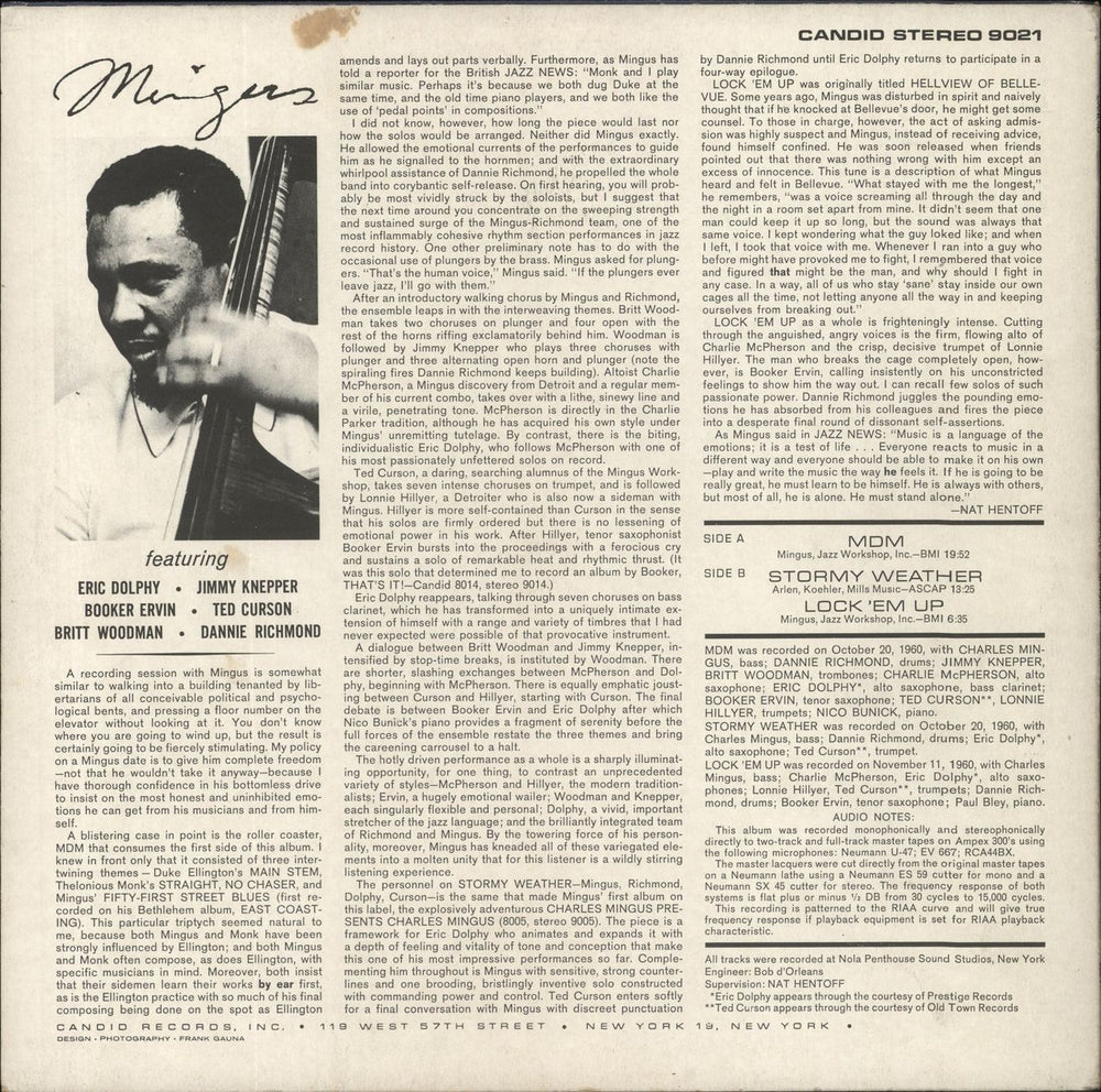 Charles Mingus Mingus German vinyl LP album (LP record)