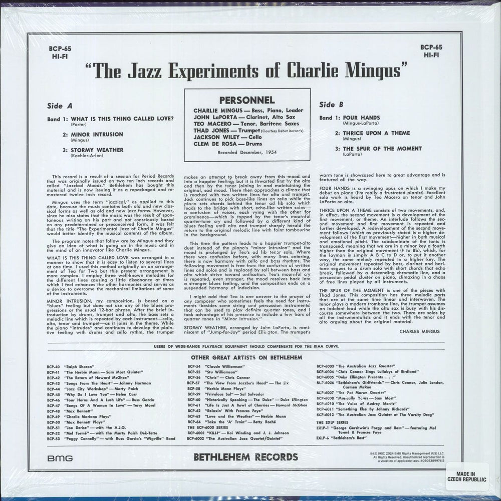 Charles Mingus The Jazz Experiments Of Charles Mingus - 180g - Sealed US vinyl LP album (LP record) 4050538997613