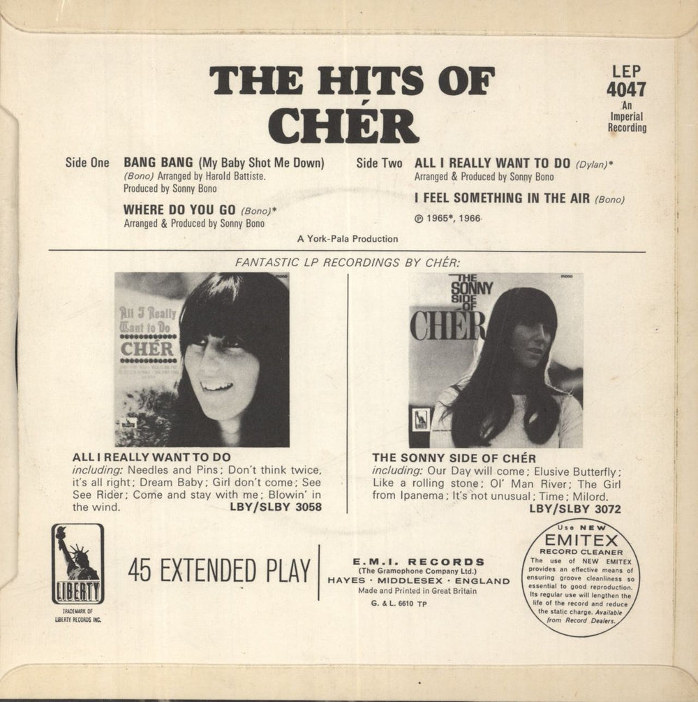 Cher The Hits Of Cher UK 7" vinyl single (7 inch record / 45)