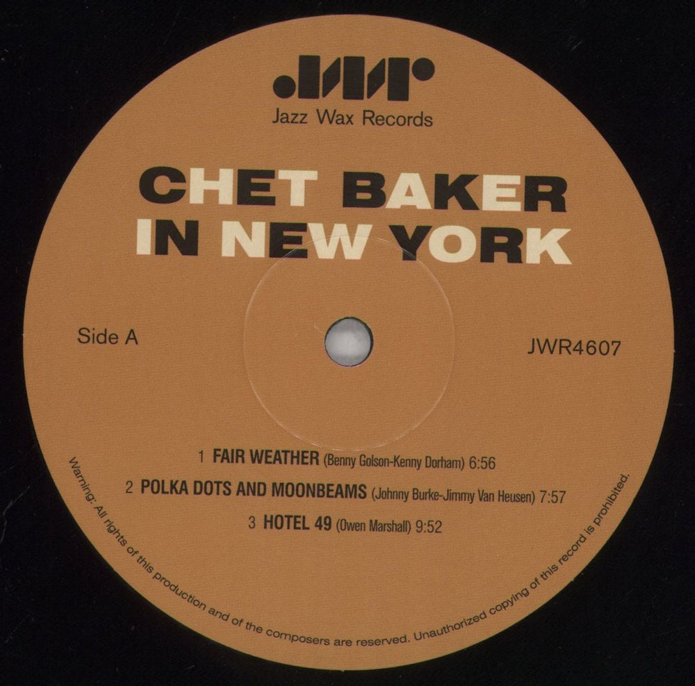 Chet Baker In New York - 180 Gram Vinyl UK vinyl LP album (LP record) 6CBLPIN839092