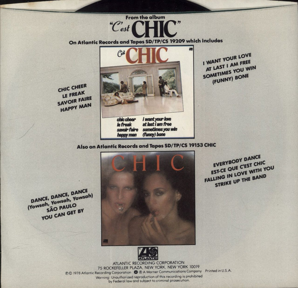 Chic I Want Your Love US 7" vinyl single (7 inch record / 45)