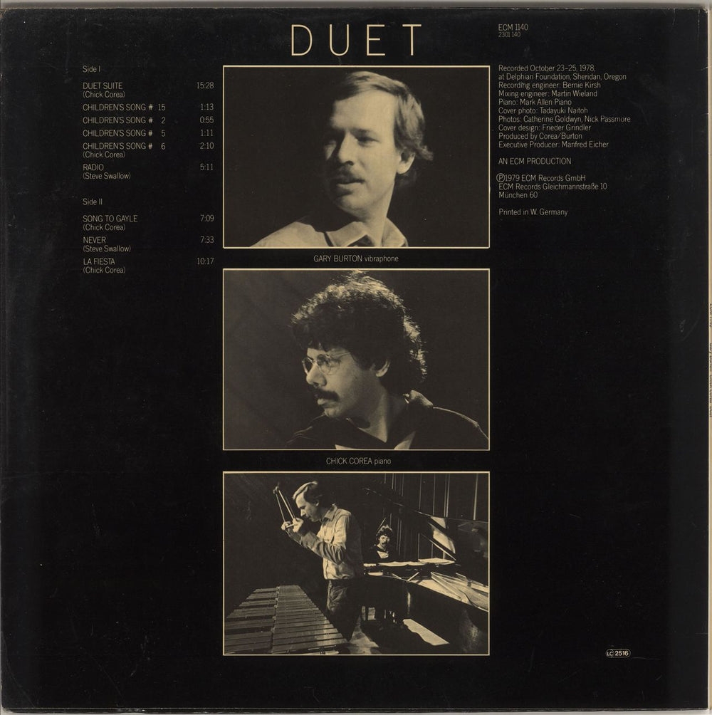 Chick Corea Duet German vinyl LP album (LP record)