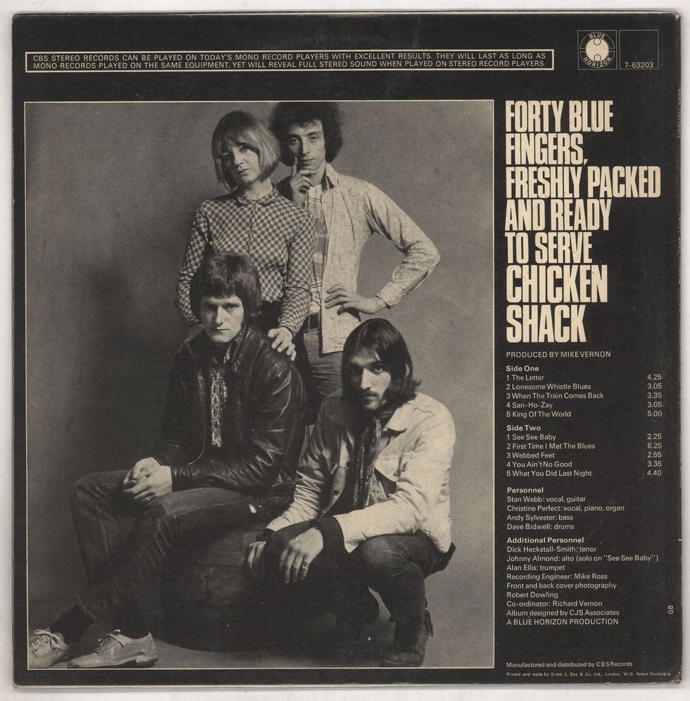 Chicken Shack 40 Blue Fingers Freshly Packed And Ready To Serve UK vinyl LP album (LP record) CHSLPBL446349