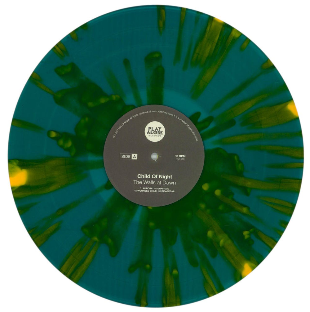 Child Of Night  The Walls At Dawn - Translucent Teal With Yellow Splatter US vinyl LP album (LP record) 9HVLPTH863020