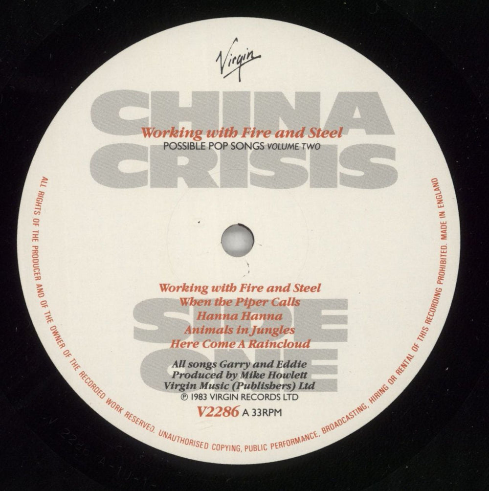 China Crisis Working With Fire And Steel UK vinyl LP album (LP record) CHNLPWO864699