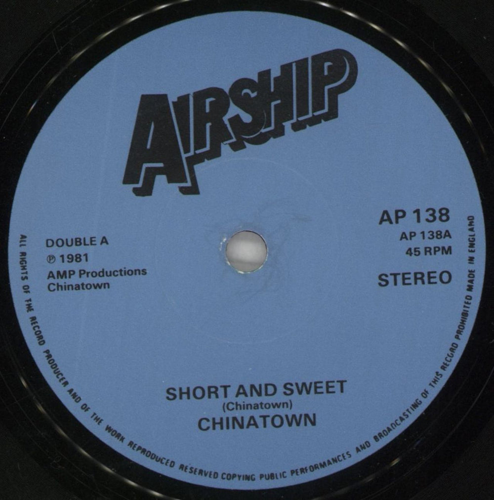 Chinatown Short And Sweet / How Many Times UK 7" vinyl single (7 inch record / 45) QJI07SH696240