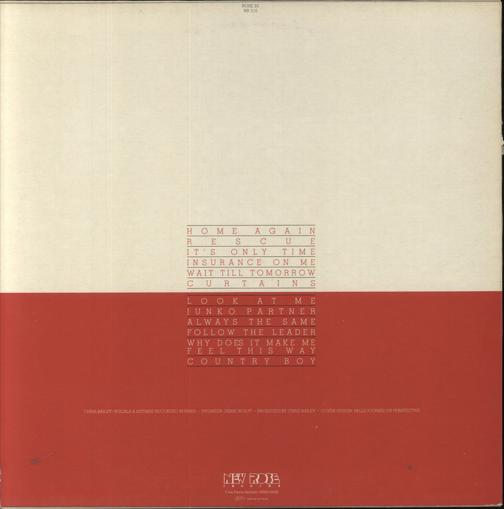 Chris Bailey Casablanca French vinyl LP album (LP record)