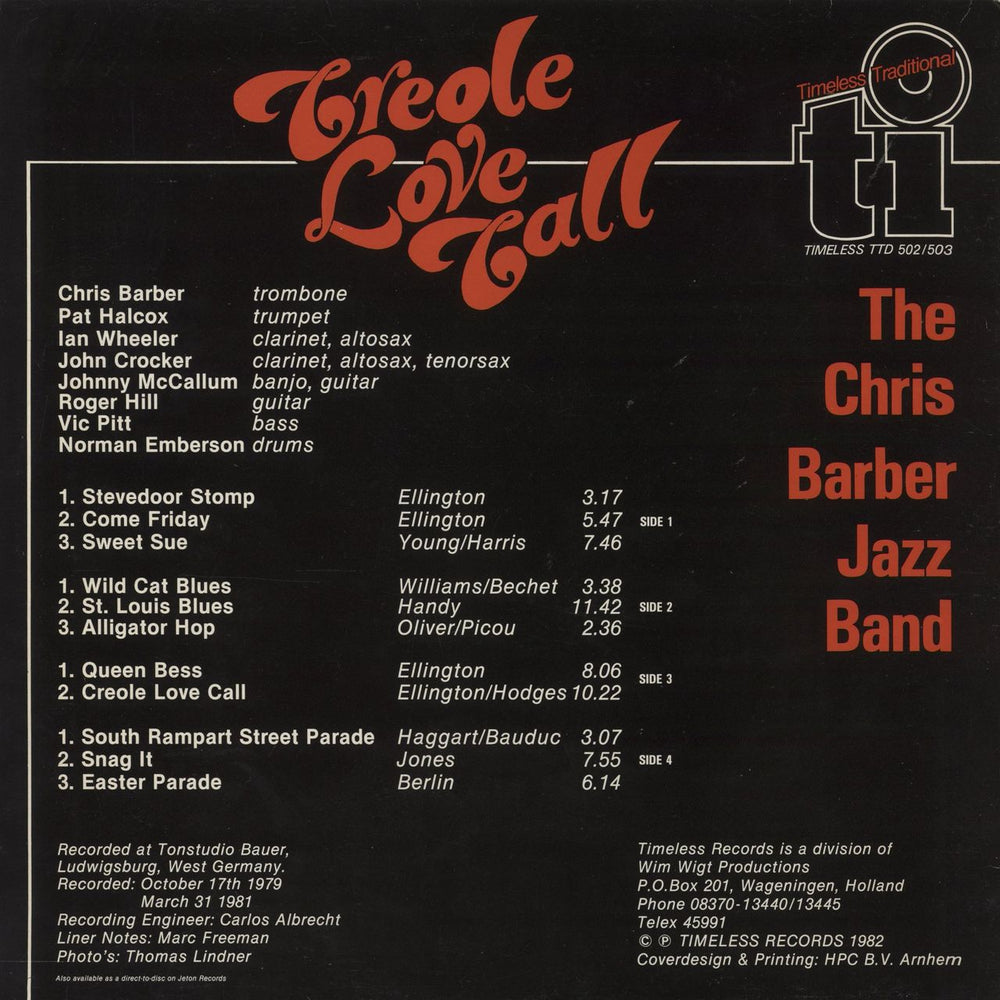 Chris Barber Creole Love Call - Autographed Dutch 2-LP vinyl record set (Double LP Album)