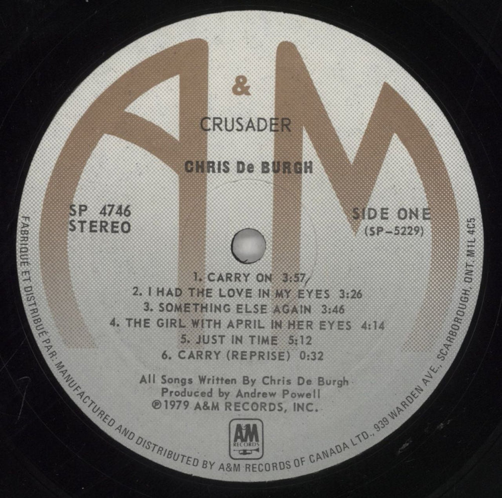 Chris De Burgh Crusader Canadian vinyl LP album (LP record) BURLPCR861743