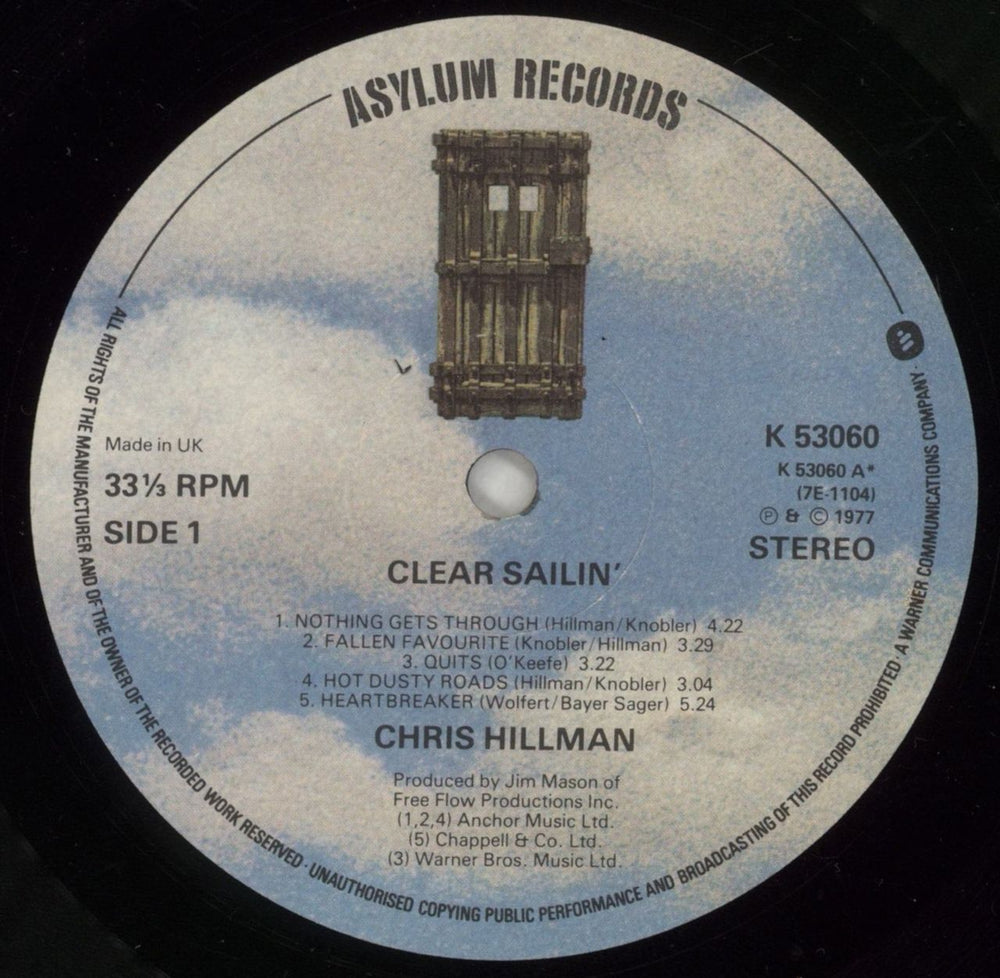 Chris Hillman Clear Sailin' UK vinyl LP album (LP record) HILLPCL343362