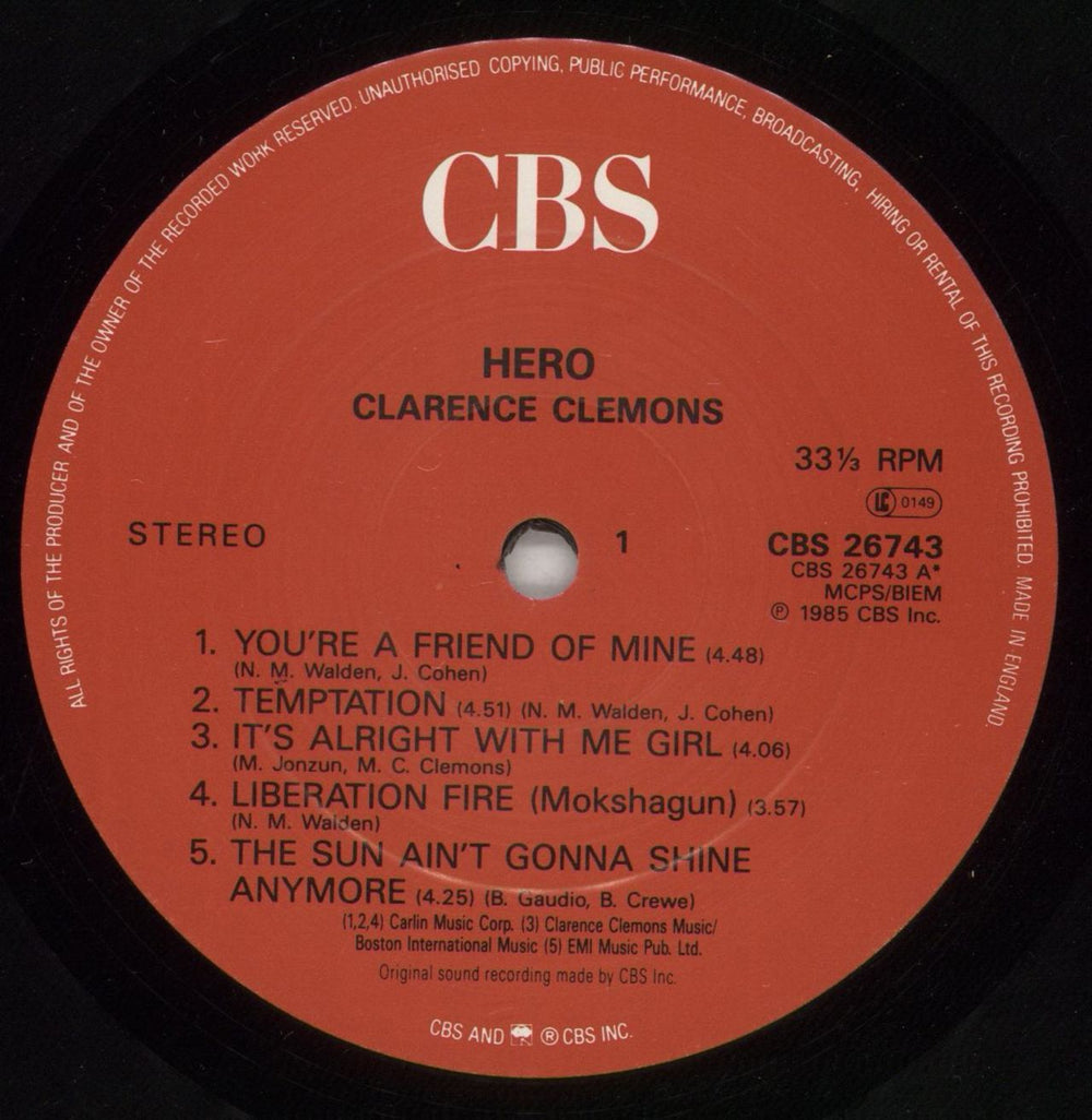 Clarence Clemons Hero UK vinyl LP album (LP record) CM3LPHE592025