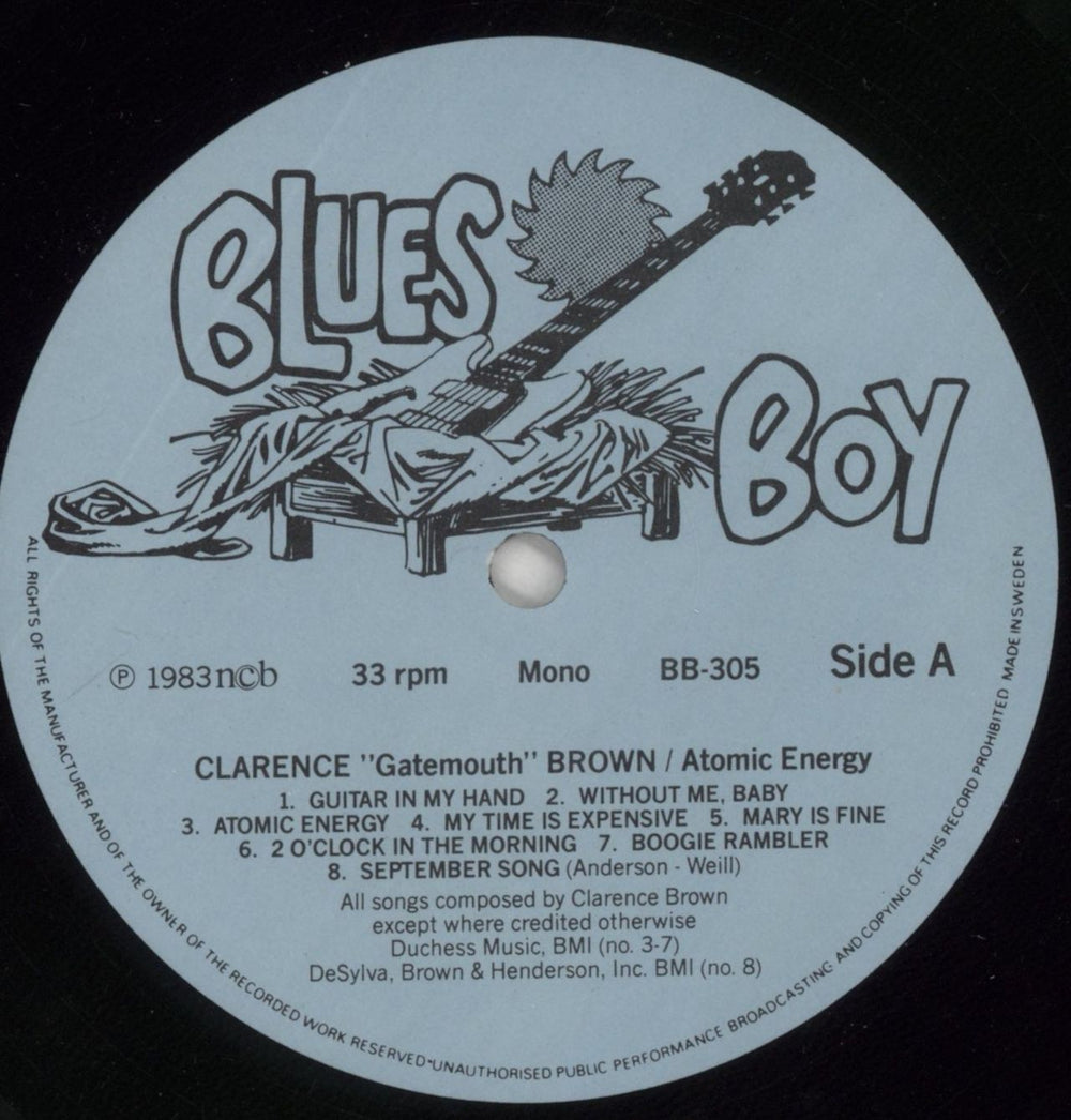 Clarence 'Gatemouth' Brown Atomic Energy Swedish vinyl LP album (LP record) CJTLPAT860515