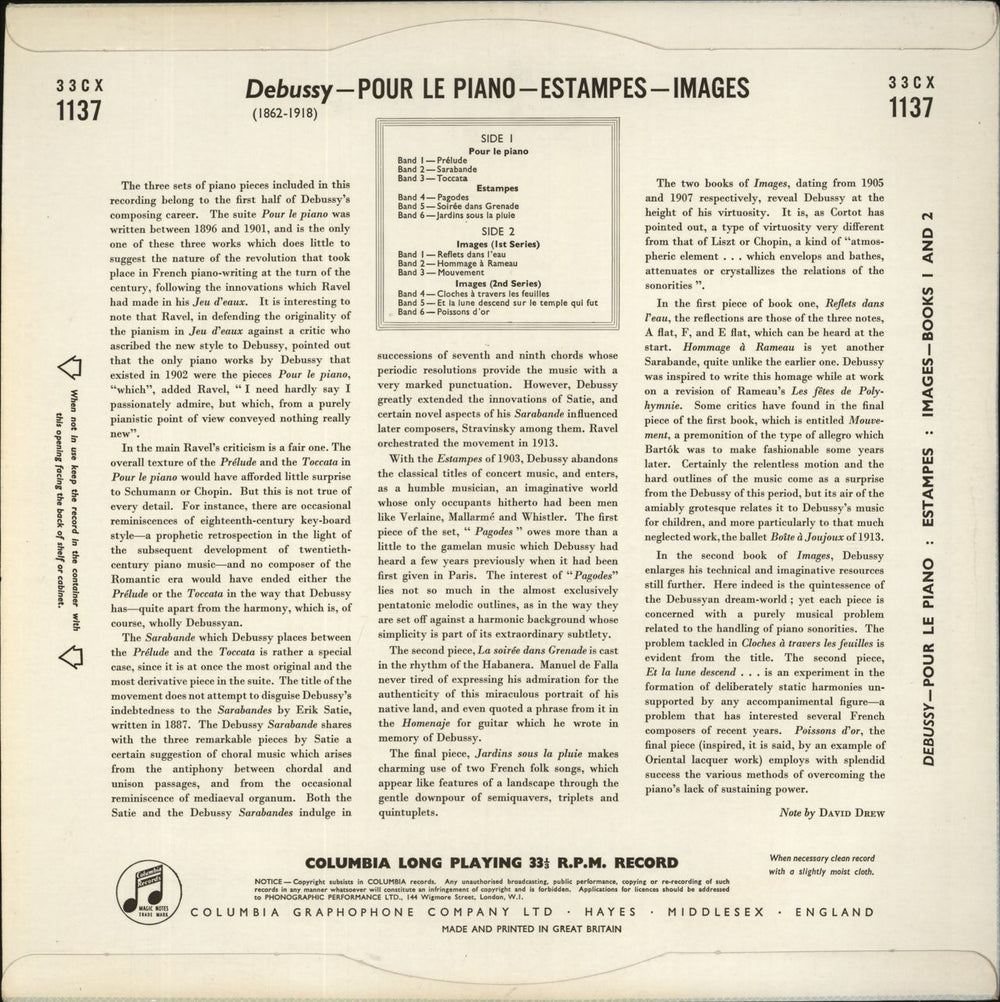 Claude Debussy Debussy: Images - Pour Le Piano - Estampes UK vinyl LP album (LP record)