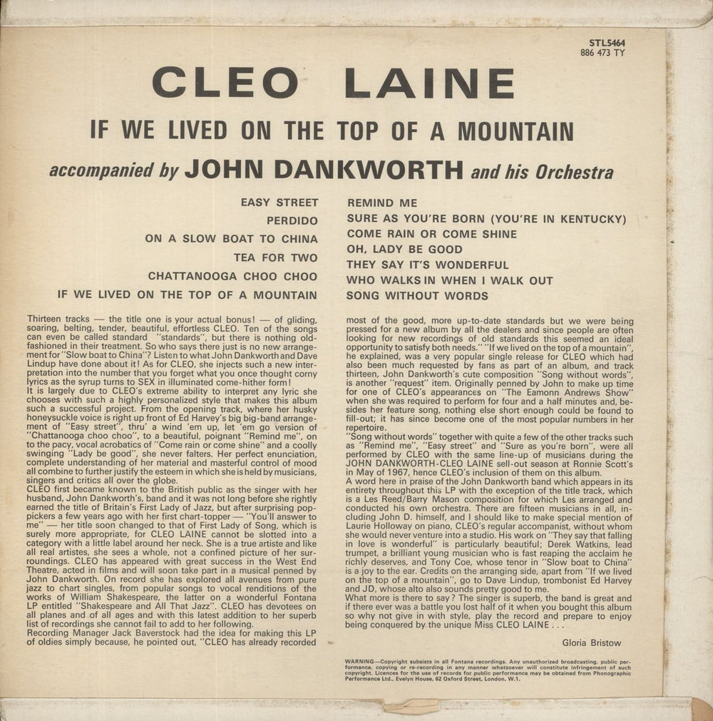 Cleo Laine & John Dankworth If We Lived On The Top Of A Mountain UK vinyl LP album (LP record)